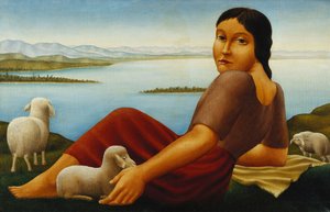 Girl with Sheep by Georg Schrimpf