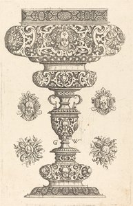 Goblet, rim decorated with masque and bouquet of fruit by Georg Wechter I