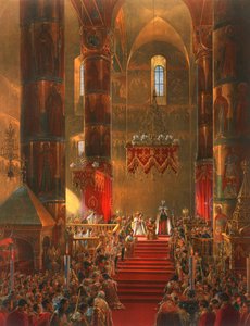 The Metropolitan Genuflects at the Coronation Ceremony of Tsar Alexander II, Moscow, 1856 by Georg Wilhelm Timm