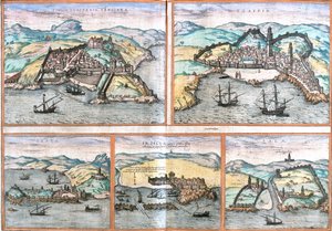 Tangier, Safi, Ceuta, Asilah, Salé, Morocco, From the Book Civitates Orbis Terrarum by Braun and Hogenberg. Publication Year 1572, Cologne.