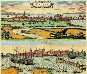 Hafnia/Kobenhavn, Denmark by Georg Braun and Hogenberg Franz