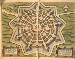 Map of Palmanova, engraving from Civitates Orbis Terrarum by Georg Braun and Hogenberg Franz