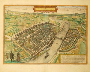 Map of Frankfurt by Georg Braun and Hogenberg Franz
