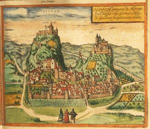 Map of Sion from Civitates Orbis Terrarum by Georg Braun and Hogenberg Franz