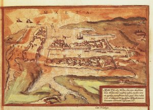Map of the island of Malta, from Civitates Orbis Terrarum by Georg Braun by Georg Braun and Hogenberg Franz