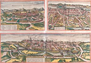 Montpellier, Tours, Poitiers, France by Georg and Hogenberg Franz (1535 90) Braun