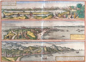 Seville, Cadiz, Málaga, Spain by Georg and Hogenberg Franz (1535 90) Braun
