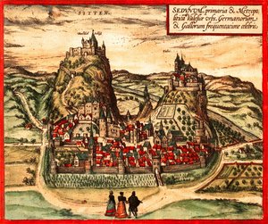 Sion, Switzerland by Georg and Hogenberg Franz (1535 90) Braun