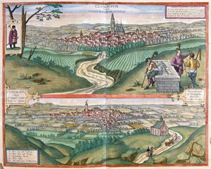 Caslav and Chomutov, Czech Republic (engraving) by Georg Braun and Hogenberg Franz