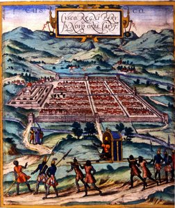 Cuzco, the Main Center of the Inca Civilization. Atlas de Braun & Hogenberg by Georg Braun and Hogenberg Franz
