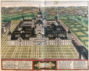 Monastery (Palace of King Philip II), Spain (engraving) by Georg Braun and Hogenberg Franz