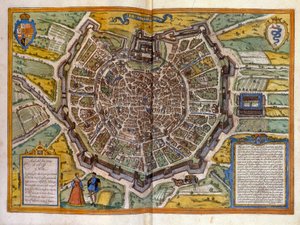 Plan of Milan in 1585 - from the Atlas of Braun & Hogenberg by Georg Braun and Hogenberg Franz