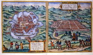 View of Mexico City and Cuzco by Georg Braun and Hogenberg Franz