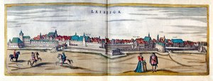 View of the City of Leipzig in Germany. Engraving from the Atlas of 