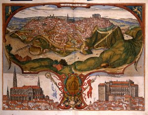 View of the city of Toledo in the 16th century. Engraving by George Braun In 
