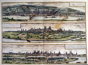 Views of three cities in Germany: Heidelberg, Spire, Worms