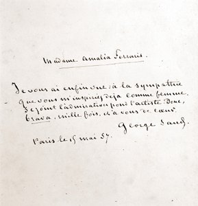 Letter from George Sand to Madame Amalia Ferraris, Paris March 19 by George Sand