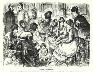 Punch cartoon: Baby Worship by George (after) Du Maurier