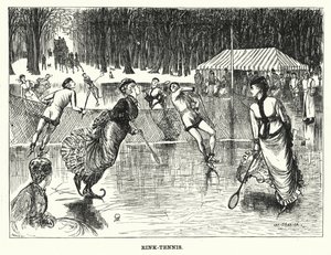 Punch cartoon: Rink-Tennis (engraving) by George (after) Du Maurier