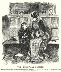 Punch Cartoon: The Christmas Sermon by George (after) Du Maurier