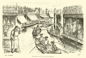 The Thames (development of the house-boat system) by George (after) Du Maurier