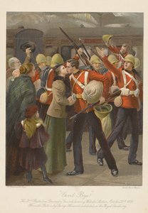 Goodbye! The 3rd Battalion Grenadier Guards Leaving Waterloo Station, October 21st 1899