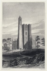 The Round Tower Belfry and Church of Swords by George (after) Petrie