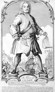 The Stature of a Great Man or the English Colossus by George (c.1706–71) Bickham