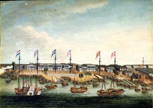 The Hongs at Canton, before 1820 by George (follower of) Chinnery