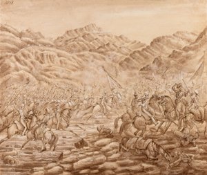 Charge of the Cavalry of the rear Guard at the Battle of Tezeen by George Alfred Croly