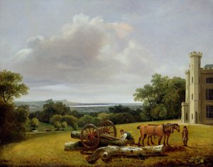Loading a Timber Wagon at Cave Castle, Yorkshire by George Arnald
