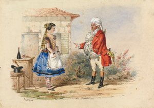 Adina and Dr. Dulcamara, Scene from Donizetti