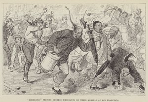 Hoodlums Pelting Chinese Emigrants on their Arrival at San Francisco by George Augustus Sala