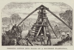 Pressing Cotton into Bales on a Southern Plantation by George Augustus Sala
