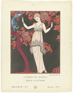 Gazette du Bon Ton 1914, No. 8, Pl. 80: The Tree of Knowledge / Evening Dress by Doeuillet