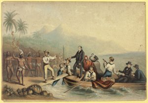 The Reception of the Rev. J. Williams at Tanna in the South Seas, the Day Before He was Massacred by George Baxter