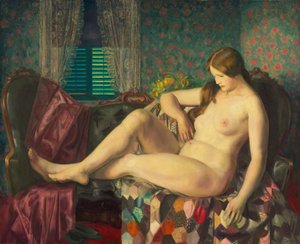 Nude with Hexagonal Quilt by George Bellows