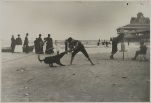 Boy and Dog, Iron Pier, Coney Island, Brooklyn by George Bradford Brainerd