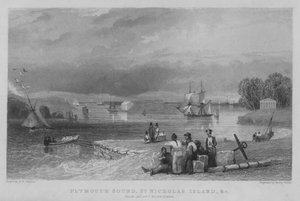 Plymouth Sound, St Nicholas Island, etc from Mount Edgecumbe