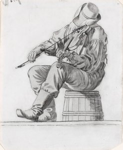 Fiddler (study for The Jolly Flatboatmen) by George Caleb Bingham