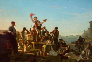 Jolly Flatboatmen in Port by George Caleb Bingham