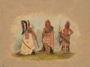 A Pawnee Chief with Two Warriors by George Catlin