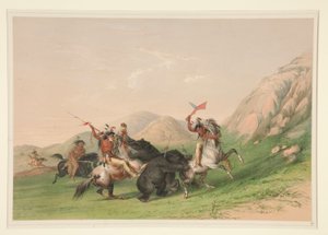 Attacking the Grizzly Bear, Plate 19 from the North American Indian Portfolio