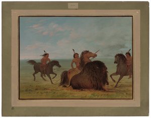Comanchees Lancing a Buffalo Bull