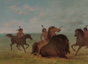 Comanches Lancing a Buffalo Bull, 1861-1869