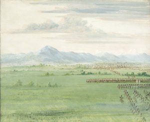 Comanche Warriors, with White Flag, Receiving the Dragoons