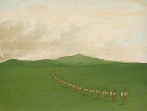 Foot War Party on the March, Upper Missouri by George Catlin