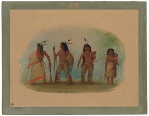 Four Apachee Indians by George Catlin