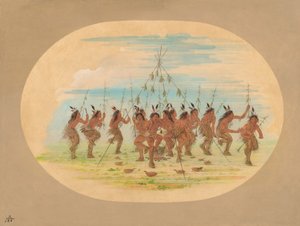Green Corn Dance - Minatarrees, 1861 by George Catlin
