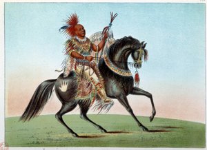 Indians of America: Equestrian portrait of an Indian chief of the tribe of Saxony and Foxes. Illustration by George Catlin by George Catlin